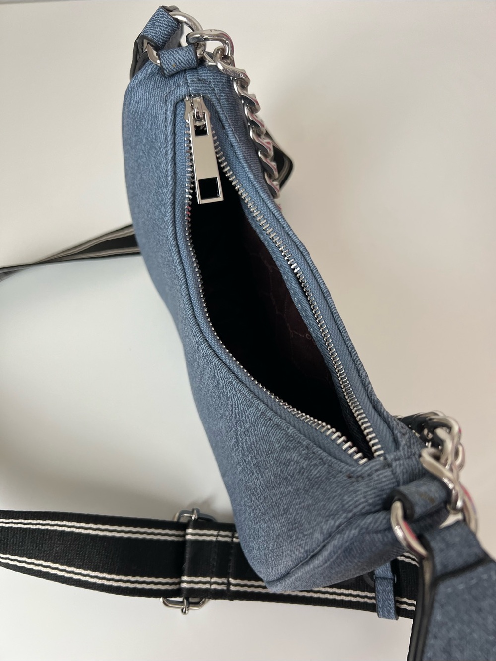 ALDO Blue Denim Shoulder Bag Chain Strap Y2K Mini Purse Crossbody - Picture 5 of 7